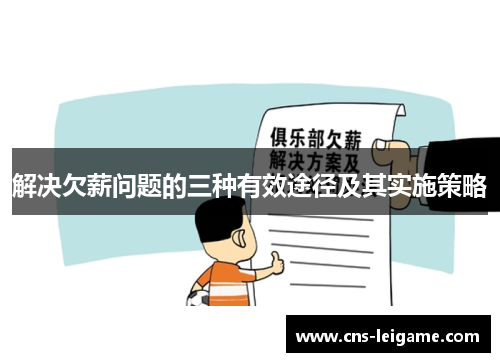 解决欠薪问题的三种有效途径及其实施策略
